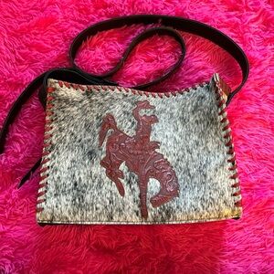Bronc cowhide crossbody